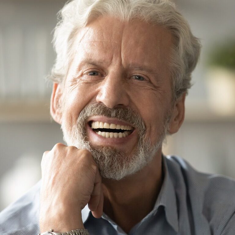 older man with dentures